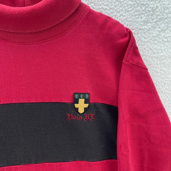 Vintage Polo Ralph Lauren Shirt Mens XL Red Turtleneck Crest Shield Embroidered - Picture 4 of 12
